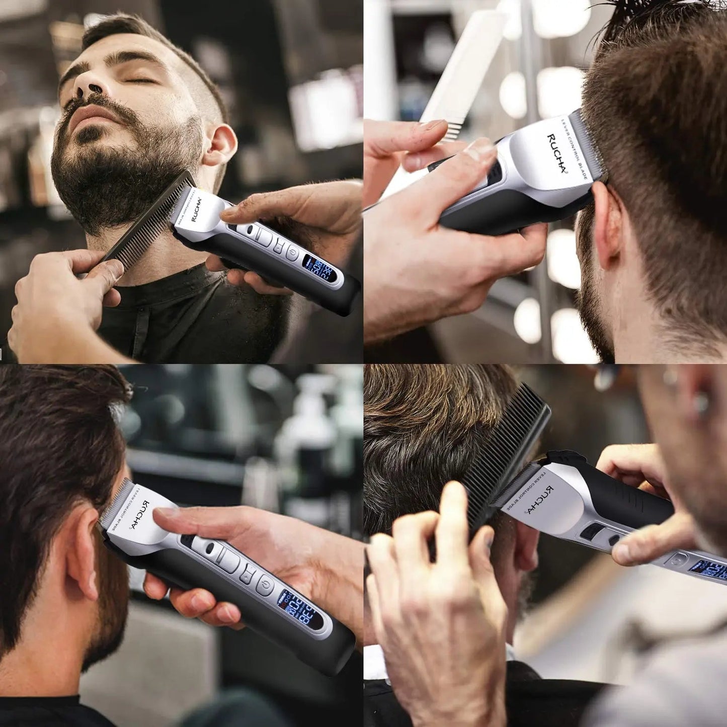 Hair Trimmer Rechargeable Electric Hair Clipper Ceramic Blade LCD Display Salon Men Hair Cutting Machine.