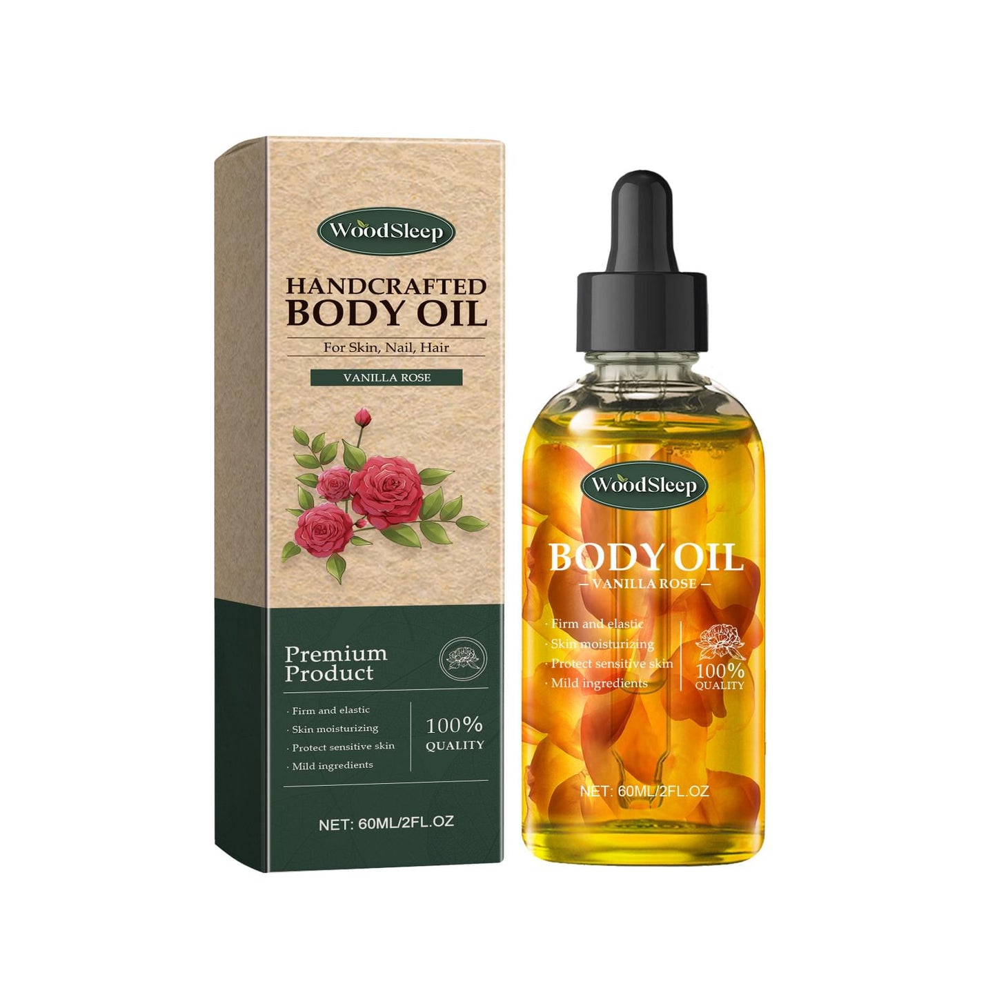 Handmade Vanilla Rose Body Oil Nourishing Skin.
