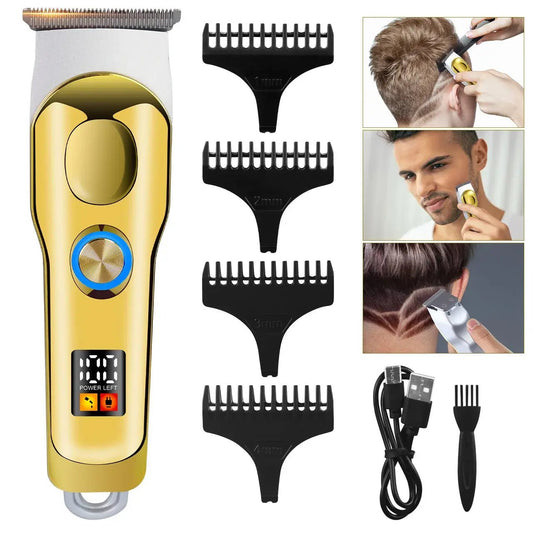 Hatteker Hair Trimmer Professional Hair Clipper Metal Hair Cutting Machine Electric Cordless Rechargeable Trimmer for Men.