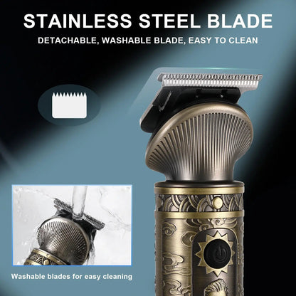 Hatteker Hair Trimmer Professional Hair Clipper Metal Hair Cutting Machine Electric Cordless Rechargeable Trimmer for Men.