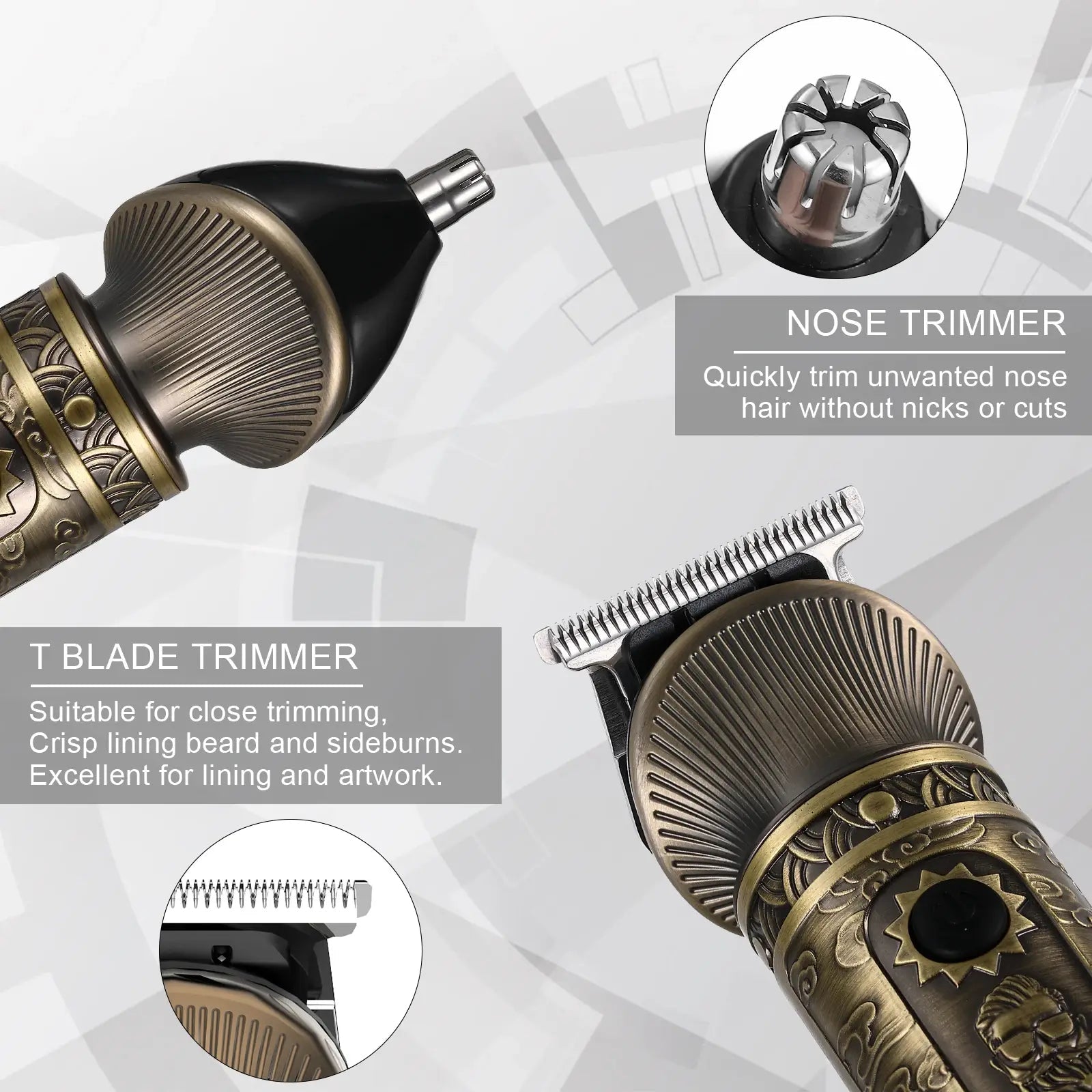 Hatteker Hair Trimmer Professional Hair Clipper Metal Hair Cutting Machine Electric Cordless Rechargeable Trimmer for Men.