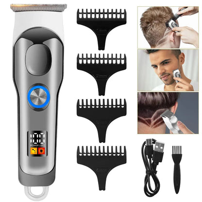 Hatteker Hair Trimmer Professional Hair Clipper Metal Hair Cutting Machine Electric Cordless Rechargeable Trimmer for Men.