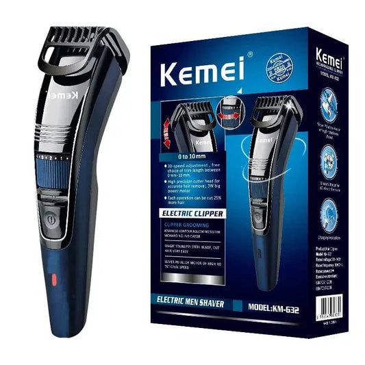 Kemei 0.5-10mm Adjustable Beard Hair Trimmer For Men Rechargeable Mustache Stubble Hair Clipper Face Hair Cutting Machine.
