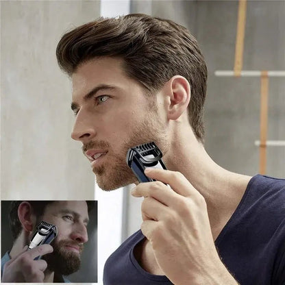Kemei 0.5-10mm Adjustable Beard Hair Trimmer For Men Rechargeable Mustache Stubble Hair Clipper Face Hair Cutting Machine.