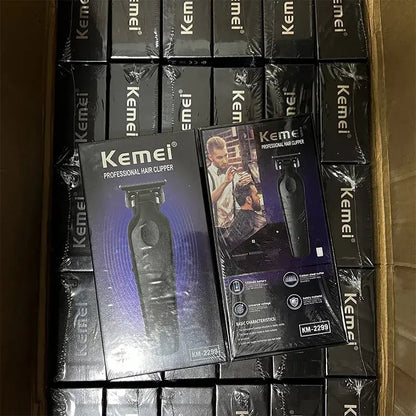 Kemei 2299 Barber Cordless Hair Trimmer 0mm Zero Gapped Carving Clipper Detailer Professional Electric Finish Cutting Machine.