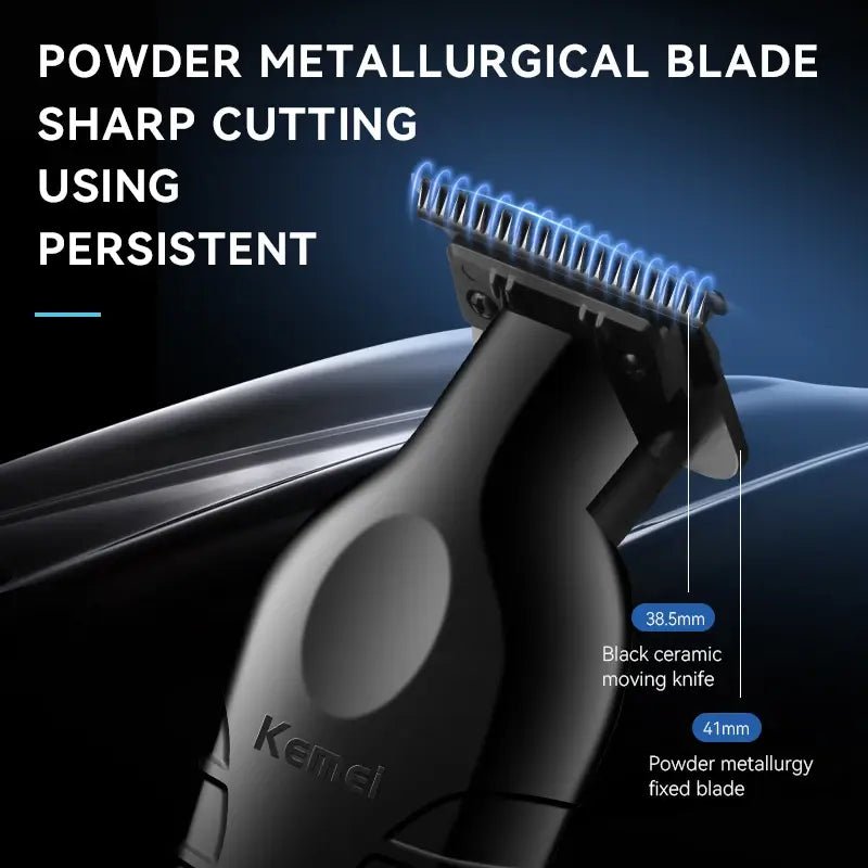 Kemei 2299 Barber Cordless Hair Trimmer 0mm Zero Gapped Carving Clipper Detailer Professional Electric Finish Cutting Machine.