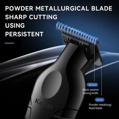 Kemei 2299 Barber Cordless Hair Trimmer 0mm Zero Gapped Carving Clipper Detailer Professional Electric Finish Cutting Machine.