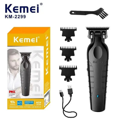 Kemei 2299 Barber Cordless Hair Trimmer 0mm Zero Gapped Carving Clipper Detailer Professional Electric Finish Cutting Machine.
