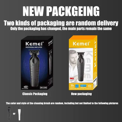 Kemei 2299 Barber Cordless Hair Trimmer 0mm Zero Gapped Carving Clipper Detailer Professional Electric Finish Cutting Machine.