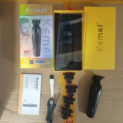 Kemei 2299 Barber Cordless Hair Trimmer 0mm Zero Gapped Carving Clipper Detailer Professional Electric Finish Cutting Machine.