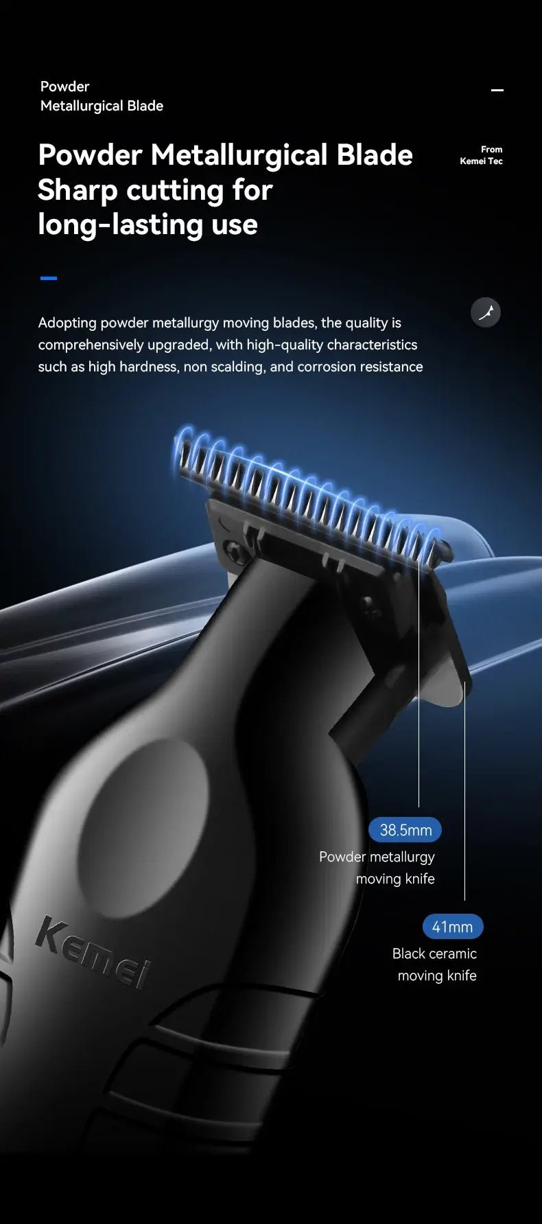 Kemei 2299 Barber Cordless Hair Trimmer 0mm Zero Gapped Carving Clipper Detailer Professional Electric Finish Cutting Machine.