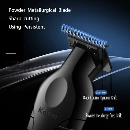 Kemei 2299 Barber Cordless Hair Trimmer 0mm Zero Gapped Carving Clipper Detailer Professional Electric Finish Cutting Machine.