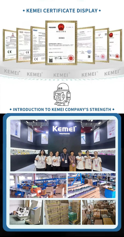 Kemei 2299 Barber Cordless Hair Trimmer 0mm Zero Gapped Carving Clipper Detailer Professional Electric Finish Cutting Machine.