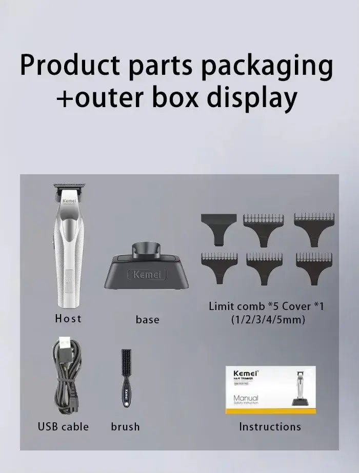 Kemei Hair Trimmer Professional Hair Clipper Electric Haircut Machine Rechargeable Hair Clipper 0 MM Trimmer for Men KM-3023-702.