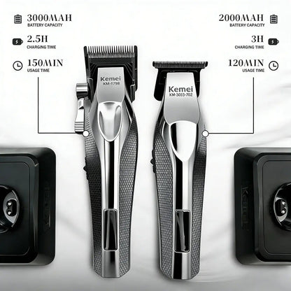 Kemei Hair Trimmer Professional Hair Clipper Electric Haircut Machine Rechargeable Hair Clipper 0 MM Trimmer for Men KM-3023-702.