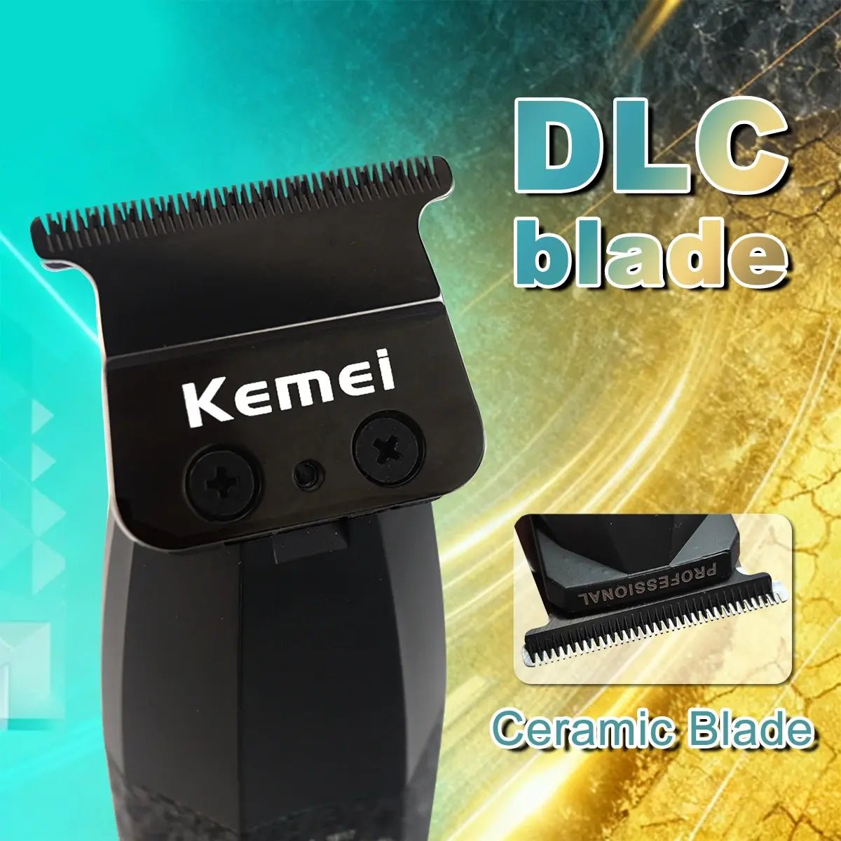 Kemei KM-1817 Hair Trimmer for Men DLC Blade T-Blade 7500RPM Full Metal LCD Display Low Noise Professional Finishing Machine.