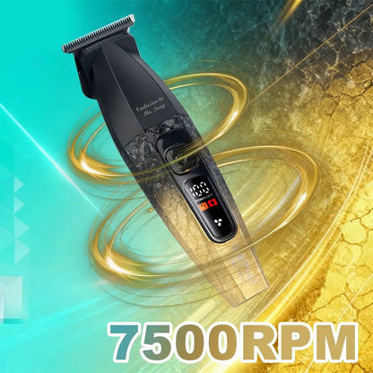 Kemei KM-1817 Hair Trimmer for Men DLC Blade T-Blade 7500RPM Full Metal LCD Display Low Noise Professional Finishing Machine.