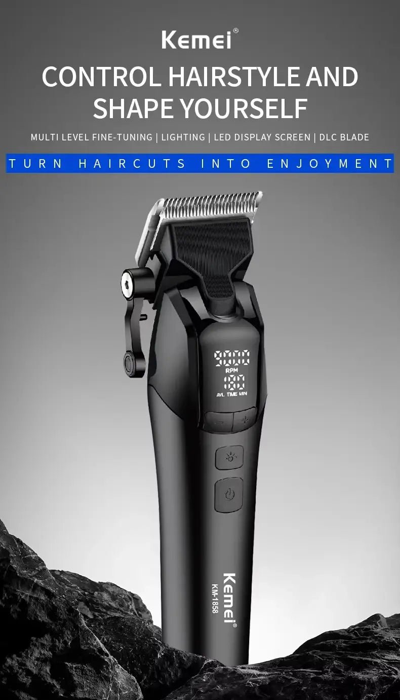 Kemei KM-1858 10W Barber Professional Electric Hair Clipper DLC Blade Trimmer Cordless USB Charging Rechargeable Hair Clippers.