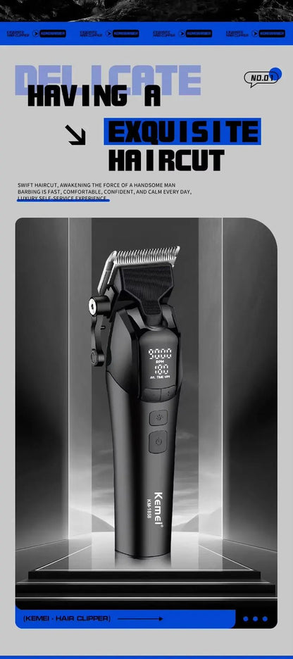 Kemei KM-1858 10W Barber Professional Electric Hair Clipper DLC Blade Trimmer Cordless USB Charging Rechargeable Hair Clippers.