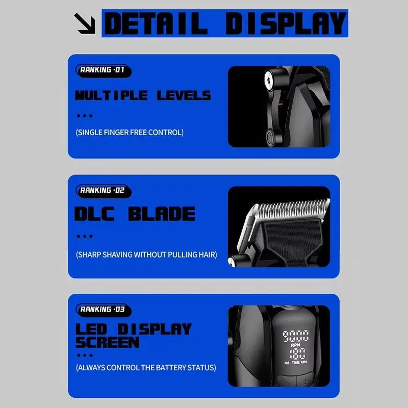 Kemei KM-1858 10W Barber Professional Electric Hair Clipper DLC Blade Trimmer Cordless USB Charging Rechargeable Hair Clippers.