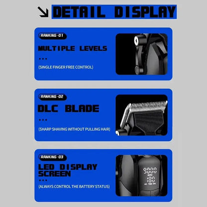 Kemei KM-1858 10W Barber Professional Electric Hair Clipper DLC Blade Trimmer Cordless USB Charging Rechargeable Hair Clippers.