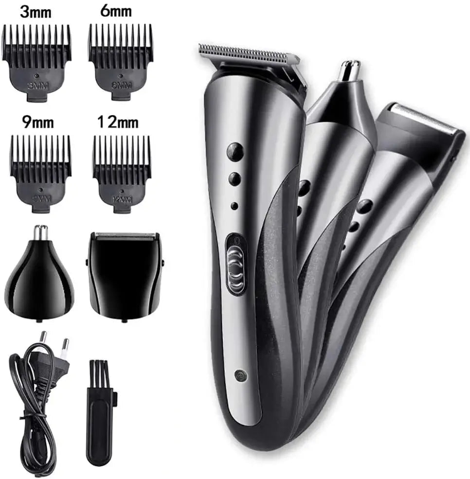 KM-1407 3 in 1 Rechargeable Men Hair Clipper Shaver Electric Nose Ear Trimmer Beard Razor Haircut Cutting Machine Styling Tools.