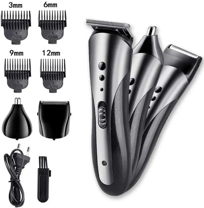 KM-1407 3 in 1 Rechargeable Men Hair Clipper Shaver Electric Nose Ear Trimmer Beard Razor Haircut Cutting Machine Styling Tools.