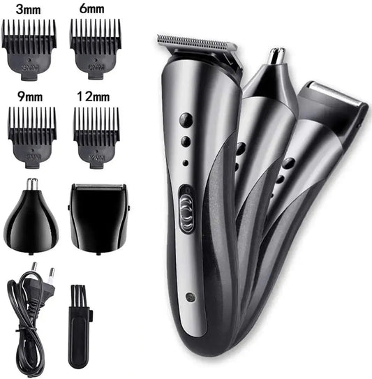 KM-1407 3 in 1 Rechargeable Men Hair Clipper Shaver Electric Nose Ear Trimmer Beard Razor Haircut Cutting Machine Styling Tools.