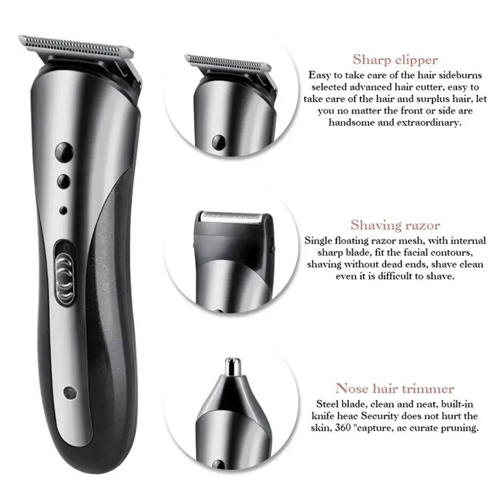 KM-1407 3 in 1 Rechargeable Men Hair Clipper Shaver Electric Nose Ear Trimmer Beard Razor Haircut Cutting Machine Styling Tools.