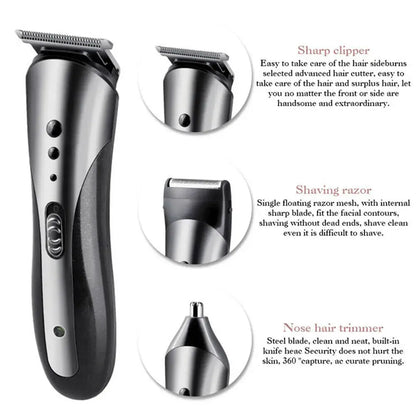 KM-1407 3 in 1 Rechargeable Men Hair Clipper Shaver Electric Nose Ear Trimmer Beard Razor Haircut Cutting Machine Styling Tools.
