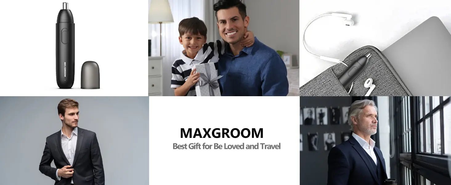 MAXGROOM Nose Hair Trimmer for Men Rechargeable 360 Rotating Dual-Blade Electric Shaver Eyebrows Nose Hair Trimmer Painless Safe.