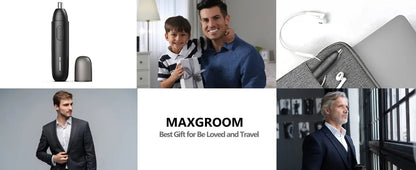 MAXGROOM Nose Hair Trimmer for Men Rechargeable 360 Rotating Dual-Blade Electric Shaver Eyebrows Nose Hair Trimmer Painless Safe.