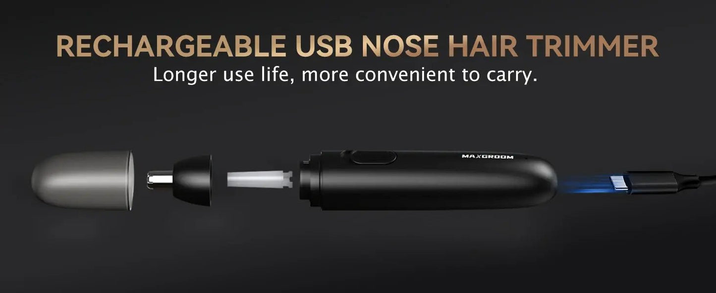 MAXGROOM Nose Hair Trimmer for Men Rechargeable 360 Rotating Dual-Blade Electric Shaver Eyebrows Nose Hair Trimmer Painless Safe.