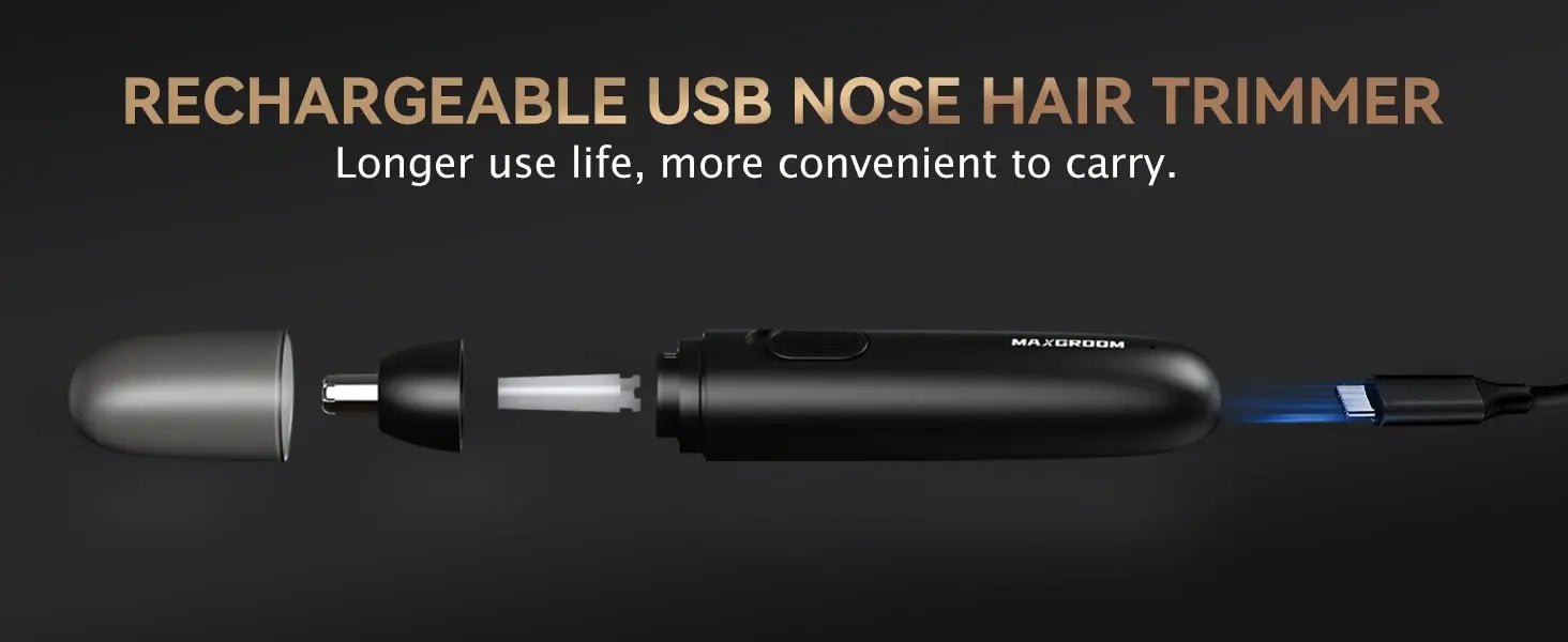 MAXGROOM Nose Hair Trimmer for Men Rechargeable 360 Rotating Dual-Blade Electric Shaver Eyebrows Nose Hair Trimmer Painless Safe.