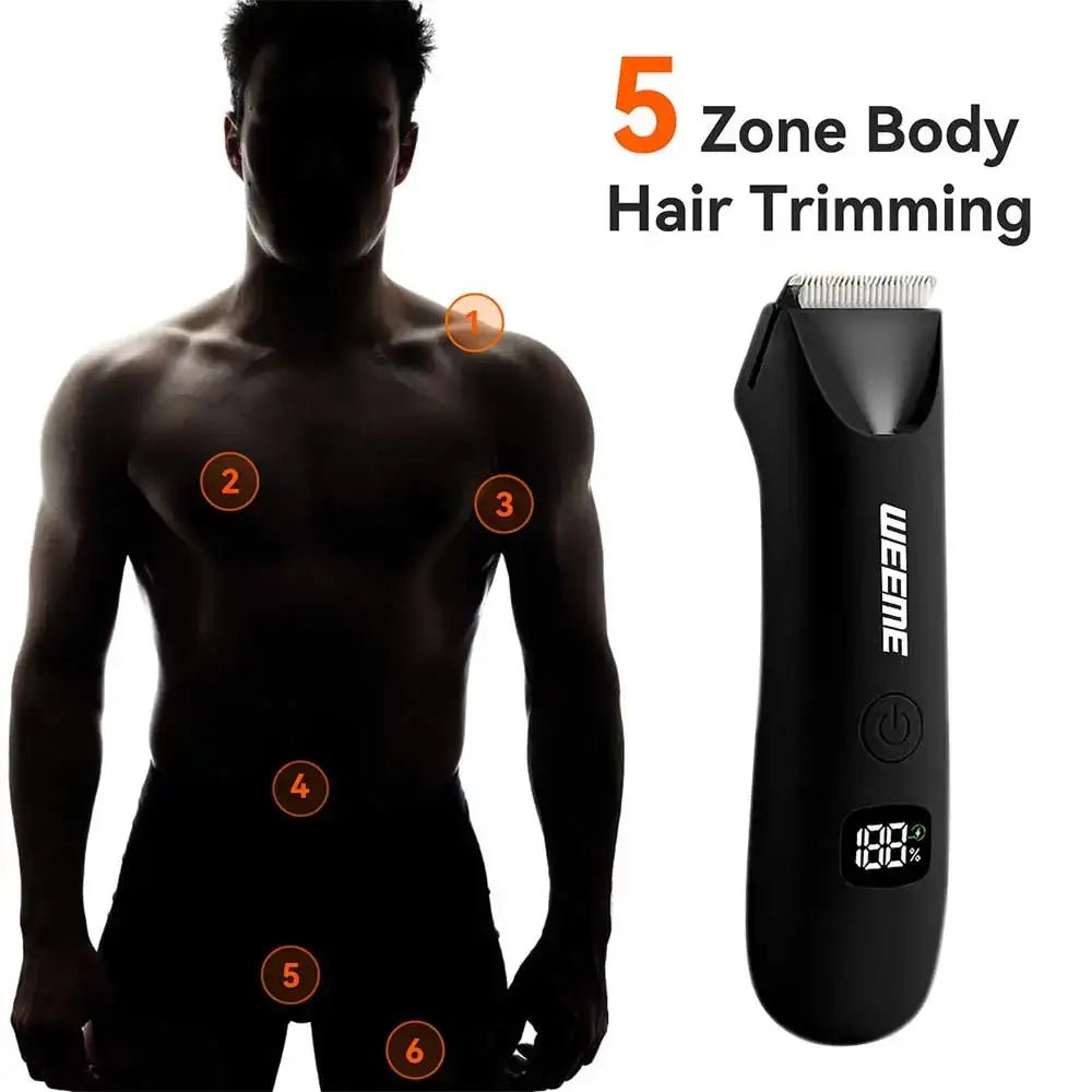 Men's Body Grooming Trimmer with Digital Display, Multi-Functional Electric Hair Removal, Portable Quick Body Hair Trimmer.