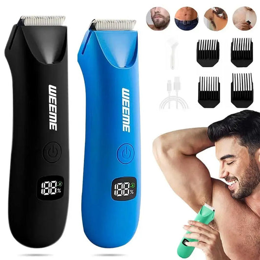 Men's Body Grooming Trimmer with Digital Display, Multi-Functional Electric Hair Removal, Portable Quick Body Hair Trimmer.