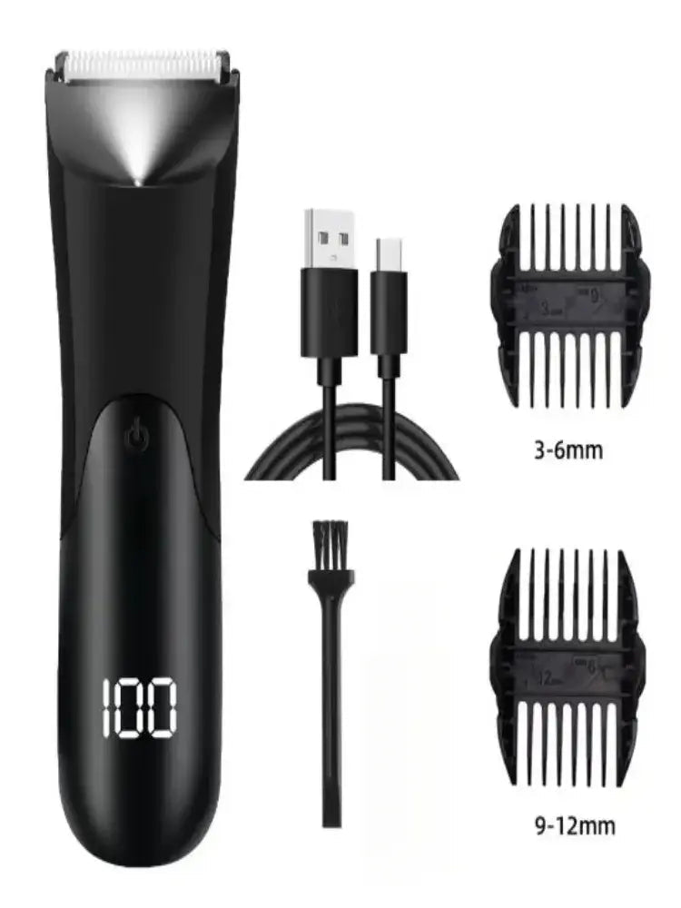 Men's Body Trimmer, Electric Razor, Pubic and Underarm Hair Private Hair Trimmer, Ceramic Blade Men's Grooming Kit.