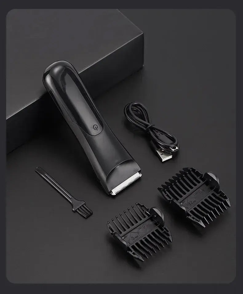 Men's Body Trimmer, Electric Razor, Pubic and Underarm Hair Private Hair Trimmer, Ceramic Blade Men's Grooming Kit.