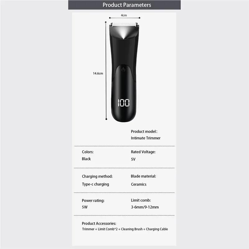Men's Body Trimmer, Electric Razor, Pubic and Underarm Hair Private Hair Trimmer, Ceramic Blade Men's Grooming Kit.