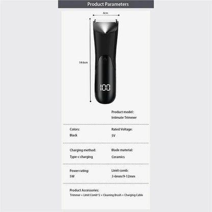 Men's Body Trimmer, Electric Razor, Pubic and Underarm Hair Private Hair Trimmer, Ceramic Blade Men's Grooming Kit.
