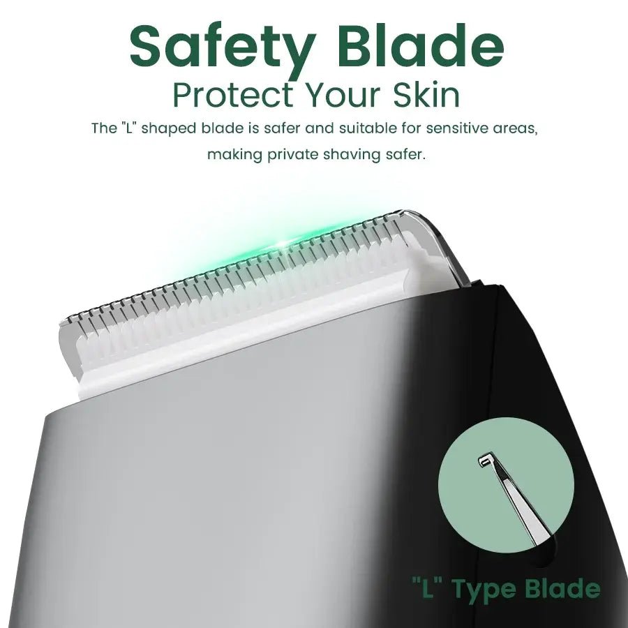 Men's Electric Groin & Body Shaver - Waterproof Dual Head Trimmer Kit w/ LED Light & Foil Blades.