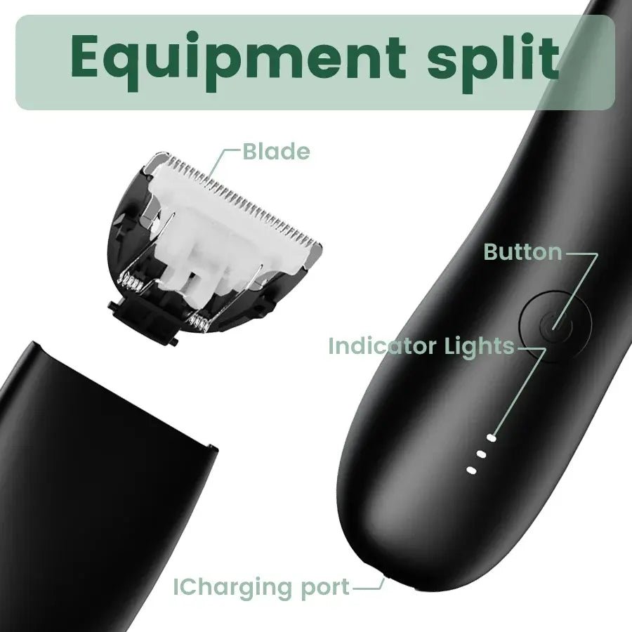 Men's Electric Groin & Body Shaver - Waterproof Dual Head Trimmer Kit w/ LED Light & Foil Blades.
