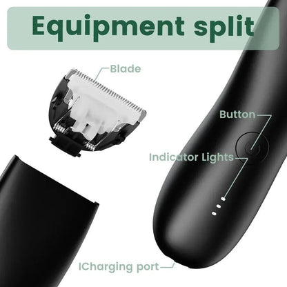 Men's Electric Groin & Body Shaver - Waterproof Dual Head Trimmer Kit w/ LED Light & Foil Blades.