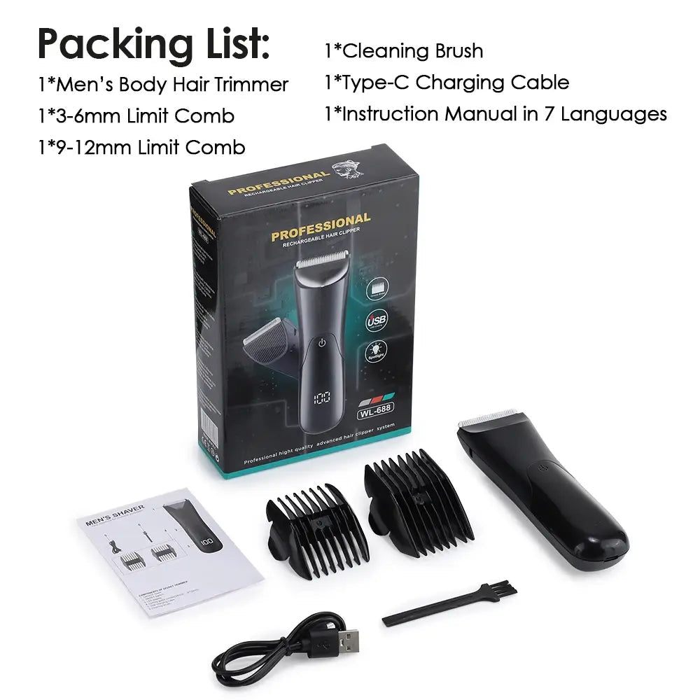Men's Groin Body Hair Trimmer Electric Shaver For Men Ball Pubic Private Areas Hair Removal Chest Arm Leg Shaving Machine Razor.