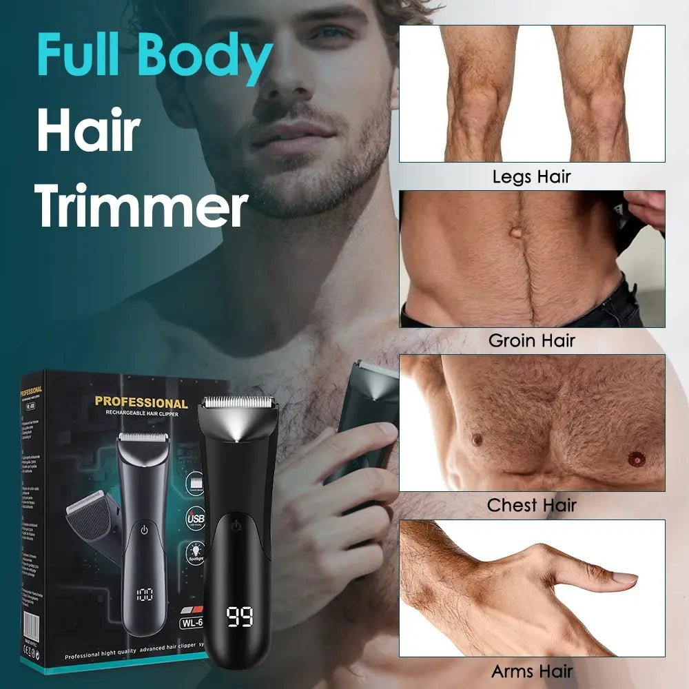 Men's Groin Body Hair Trimmer Electric Shaver For Men Ball Pubic Private Areas Hair Removal Chest Arm Leg Shaving Machine Razor.