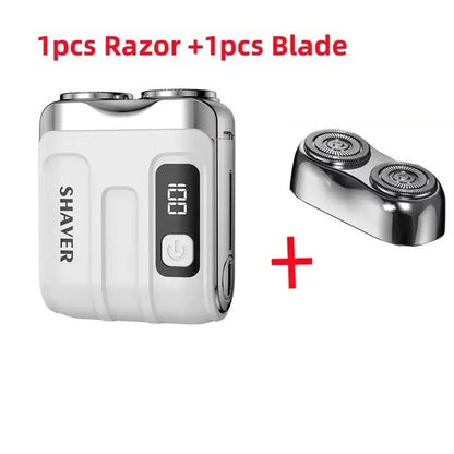 Mini Electric Smart Shaver Household Car Shaver Digital Display Dual Blade Rechargeable Shaver Powerful Beard Trimmer Tool - Lux Mart London
