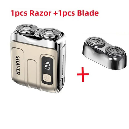 Mini Electric Smart Shaver Household Car Shaver Digital Display Dual Blade Rechargeable Shaver Powerful Beard Trimmer Tool - Lux Mart London