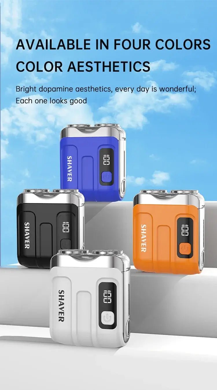 Mini Electric Smart Shaver Household Car Shaver Digital Display Dual Blade Rechargeable Shaver Powerful Beard Trimmer Tool.