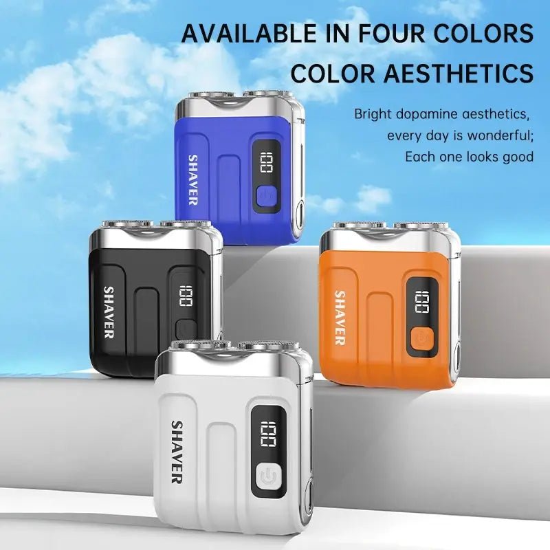 Mini Electric Smart Shaver Household Car Shaver Digital Display Dual Blade Rechargeable Shaver Powerful Beard Trimmer Tool.