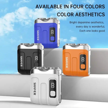 Mini Electric Smart Shaver Household Car Shaver Digital Display Dual Blade Rechargeable Shaver Powerful Beard Trimmer Tool.